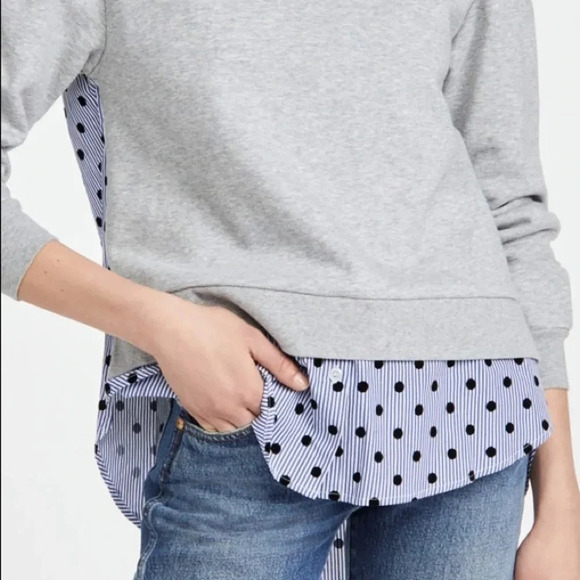 JASON WU Layered Poplin Mixed Media Cotton Jersey Crewneck Sweater - Picture 11 of 14